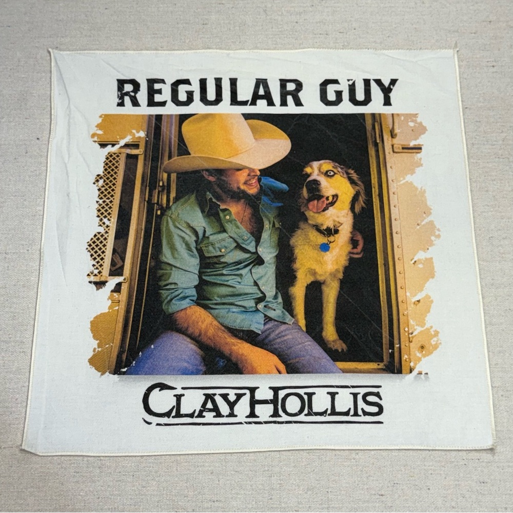 Clay Hollis "Regular Guy" Graphic Bandana - White with Mustard & Blue